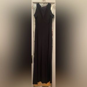 Black, Long, Formal cocktail dress, with see through design. size 11/12